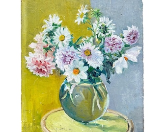 Large Flowers Still Life Painting, French Floral Arrangement Wall Art, Gallery Wall Signed