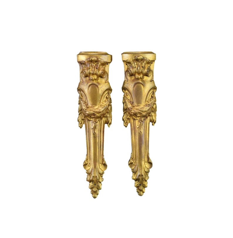 Pair Bronze Pediments Furniture Mount Hardware French Antique Etsy