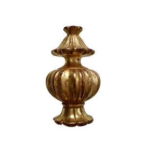 Antique Giltwood Architectural Finial, Curtain Rod End, Staircase Newel Post Cap