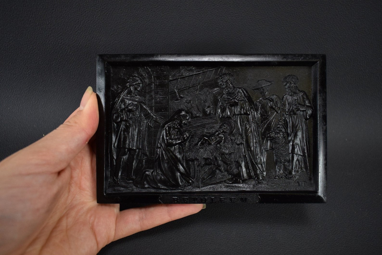 Victorian Black Gutta Percha Wall Frame Christmas Nativity Etsy