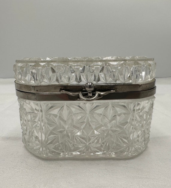 Antique French Cut Crystal Jewelry Box, Hand Cut … - image 10