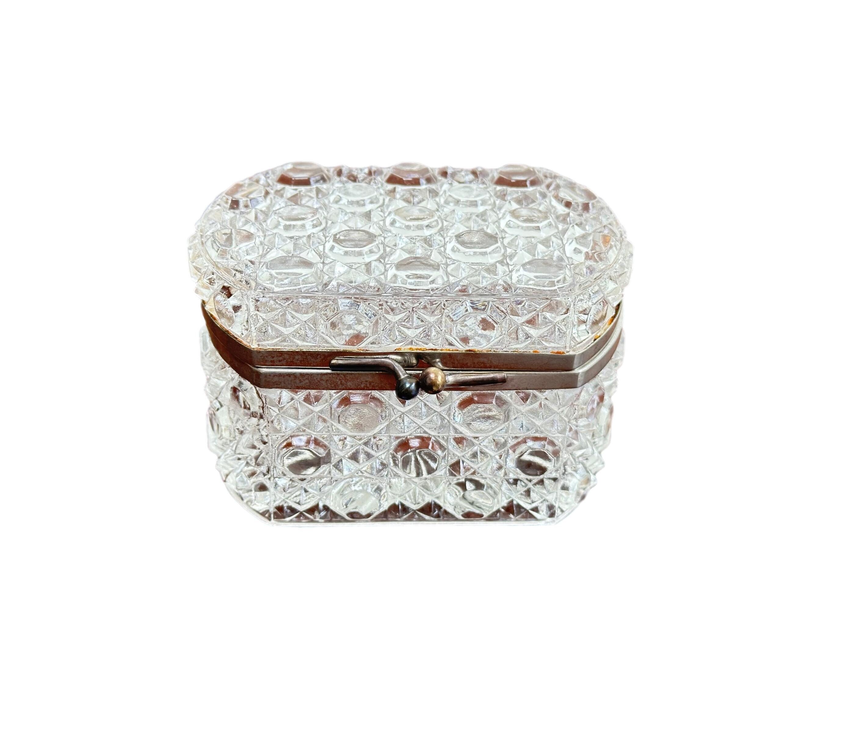 Antique Clear Cut Crystal Box with Bronze Mounts & Key – Avery & Dash  Collections