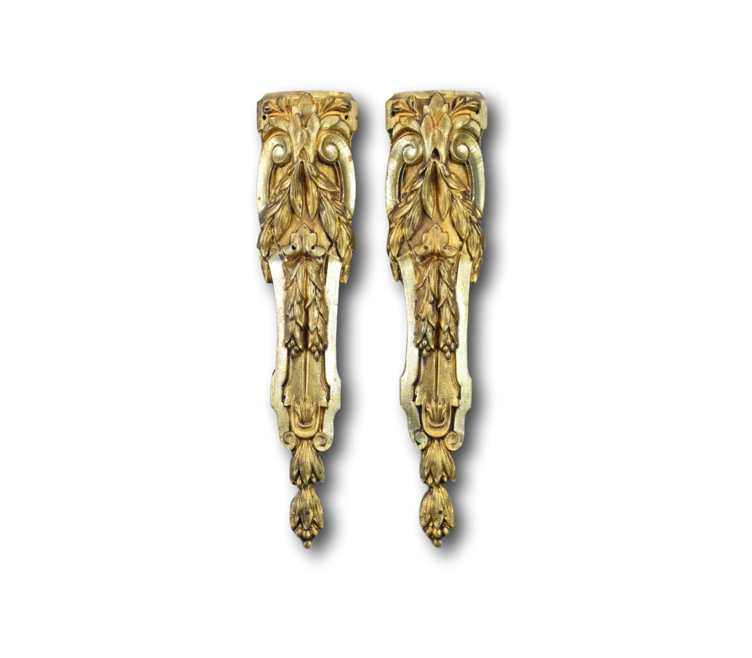 Par antiguo Bronce Pedimentos Muebles Montaje Hardware Francés | Etsy