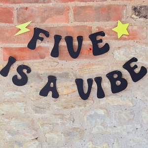 Five is a Vibe Birthday Banner for Boys 5th Birthday Party celebration and Milestone Keepsake or Gift
