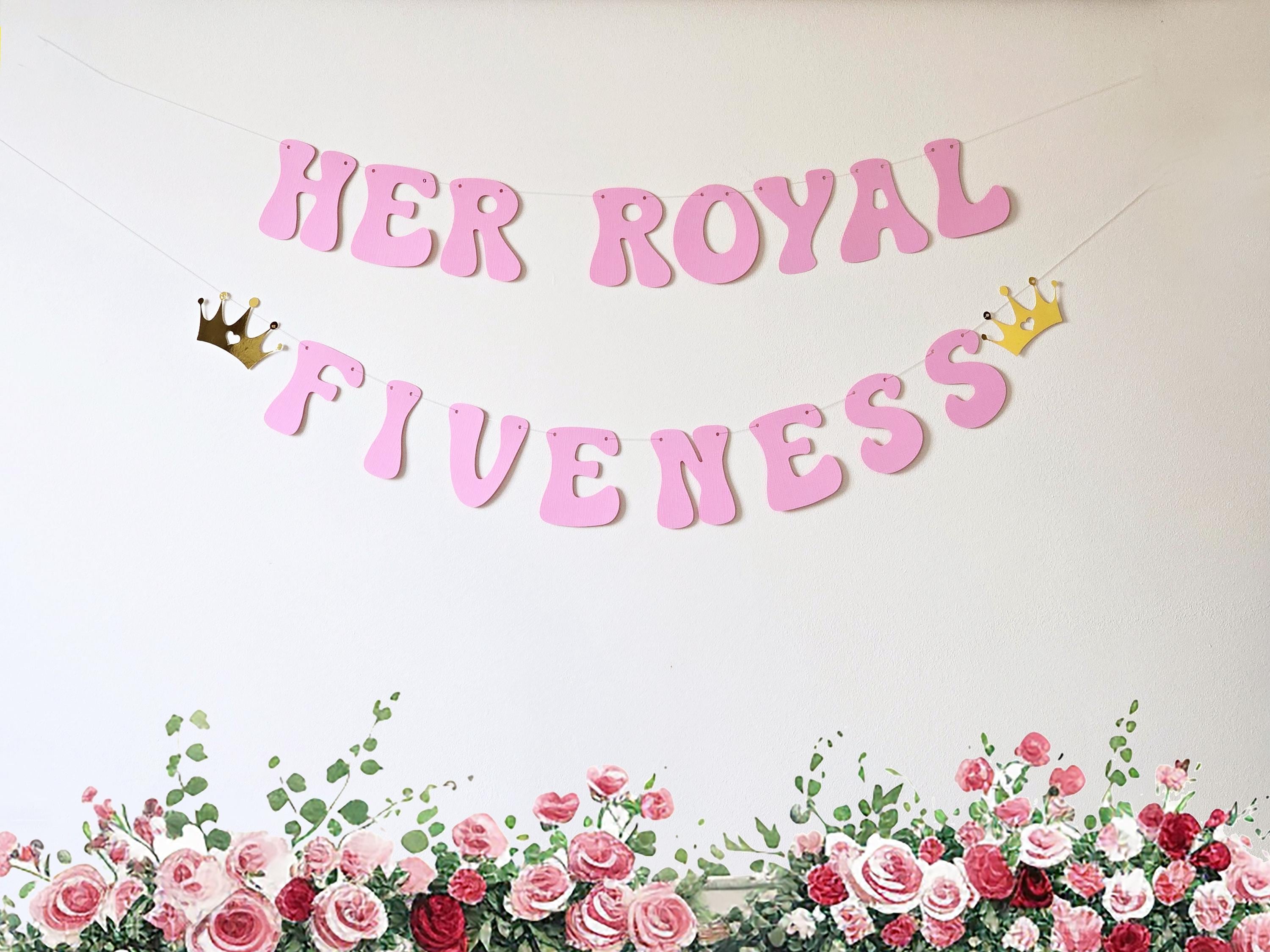 "Her Royal Fiveness" Banner – Glitzernde Deko Für Den 5. Geburtstag (Mädchen), Zum Selberaufhängen Mit Buchstaben & Seil