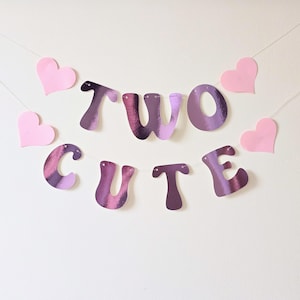 Deux jolies bannières d&#39;anniversaire en lilas pour décoration d&#39;anniversaire de fille de deux ans, cadeau pour chambre d&#39;enfant