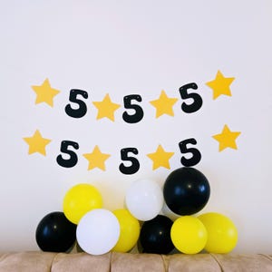 Number Birthday Banner with Star for 5th Birthday Decoration - Any Age - Select your favourite colour