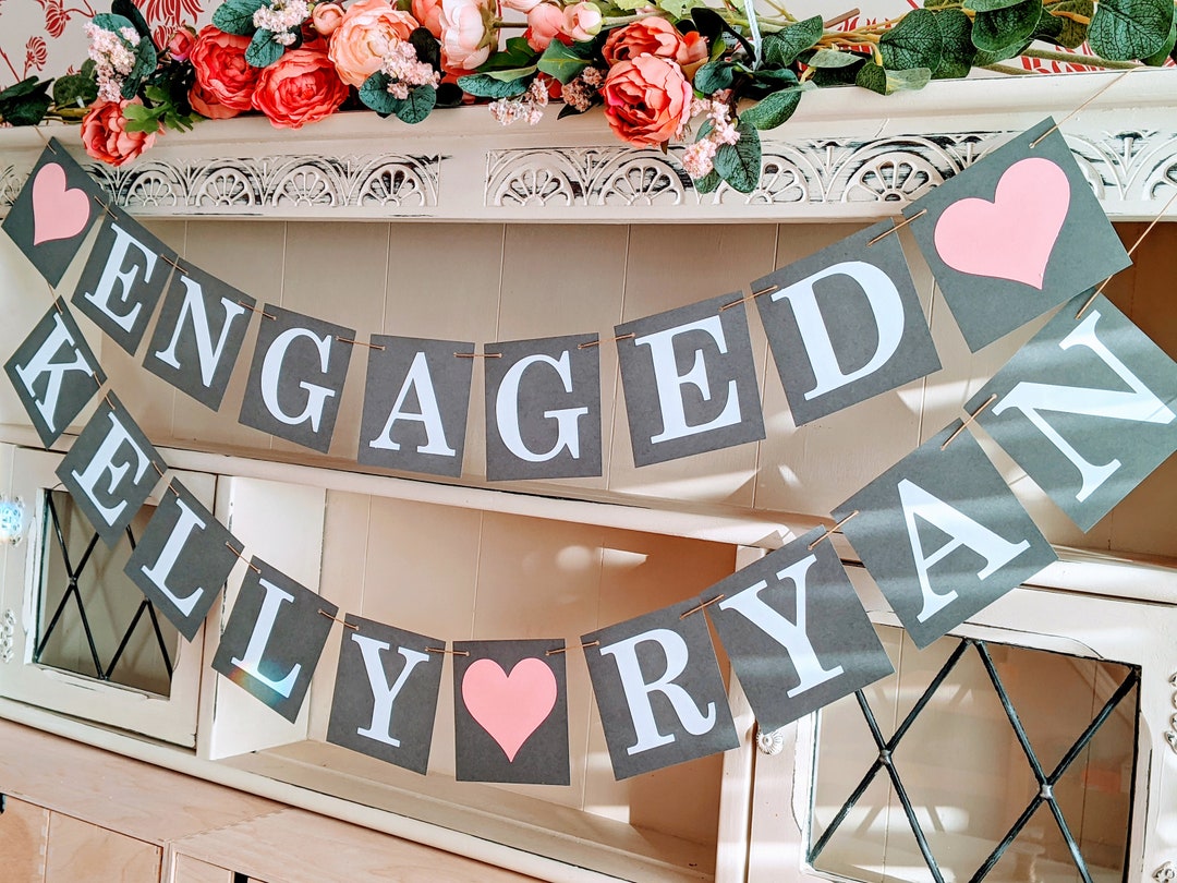Engaged Bunting Personalised Engagement Party Decorations Etsy
