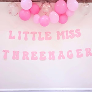 Little Miss Threenager Banner 3rd Birthday Party Decoration