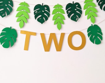 Two Wild 2nd Birthday Party Garland, Girls Boys safari Jungle Party Second Birthday Decorations