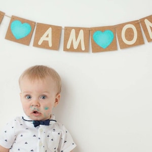 1 Geburtstag Girlande für Baby Mädchen oder Jungen - 1 Banner Dekoration in türkis, aqua mint Farbe