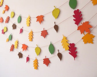 Autumn Garland, Fall Leaf Garland, Thanksgiving Garland, Holiday, Rustic Autumn Decorations, Gift