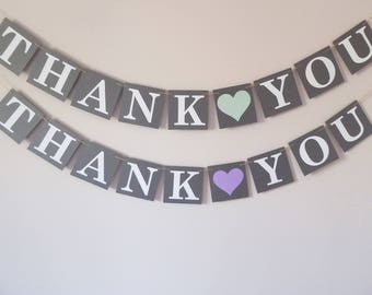 Thank you banner wedding sign decoration, photo prop, grey
