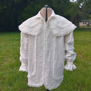 Custom Order Men's 18th century Hunting shirt, or "frock shirt". 100% linen, hand stitched.
