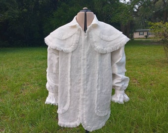 Custom Order Men's 18th century Hunting shirt, or "frock shirt". 100% linen, hand stitched.