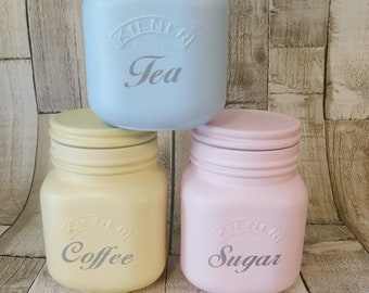 pastel pink tea coffee sugar canisters