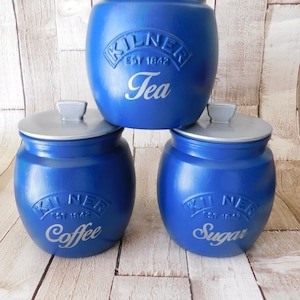 Dark blue tea hotsell coffee sugar canisters
