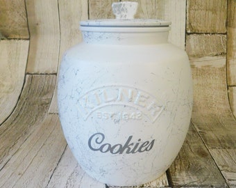 Tarro de galletas de mármol blanco plateado, tarro de horno de 2 litros, barril para galletas, tarro de almacenamiento de galletas blanco,