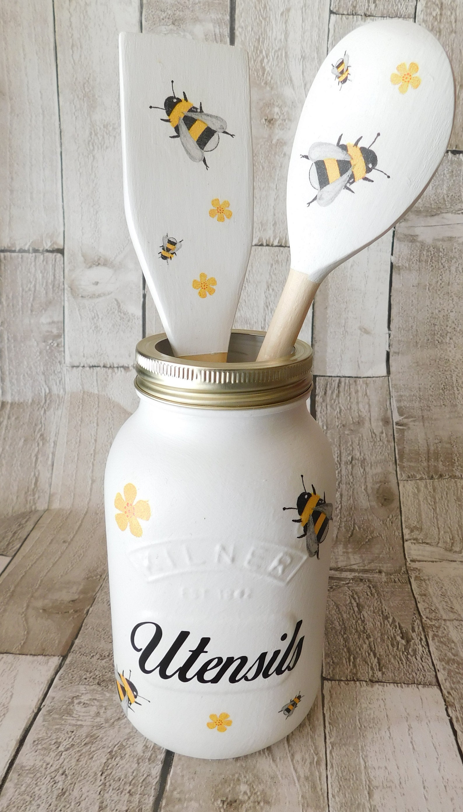 Bumble Bee Utensil Jar Kilner Mason Storage Jar White Etsy