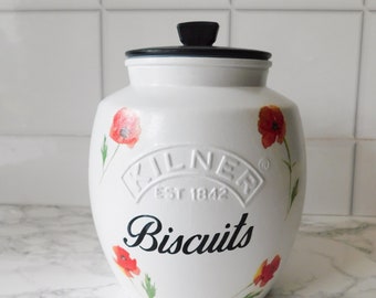 White Poppy Cookie Jar, 2 litre kilner jar, Biscuit Barrel , Poppy Cookie Storage Jar,