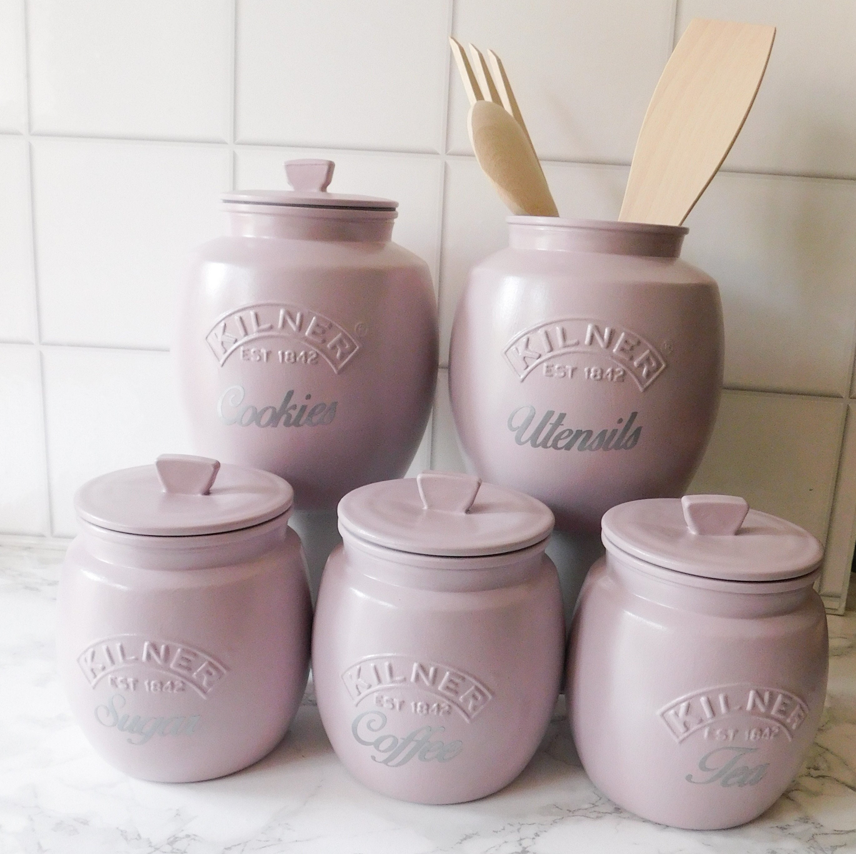 Canister Set Baby Pink Tea Coffee Sugar Canisters Baby Pink Tea
