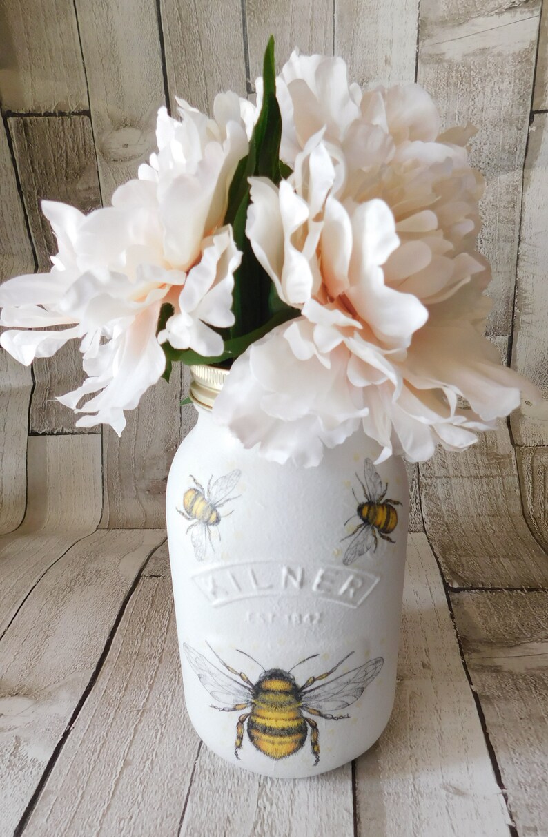 Honey Bees Painted Kilner Jar Jar Vase Table Centrepiece Etsy