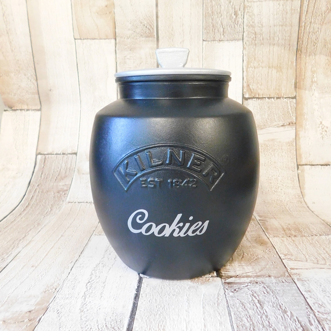 Clay Black Biscuit Barrel Andrew James Biscuit Tin Metal Vintage