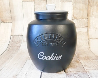 Black Biscuit Cookie Jar, 2 litre kilner jar, Biscuit Barrel , Black Cookie Storage Jar, silver or black lid
