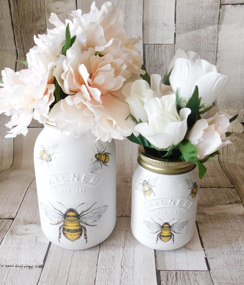 Honey Bees Painted Kilner Jar Jar Vase Table Centrepiece Etsy