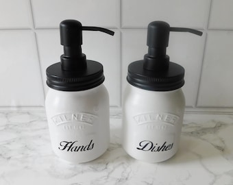 Glass Soap Dispensers in White and Black, Kitchen Accessories, Kilner Jars