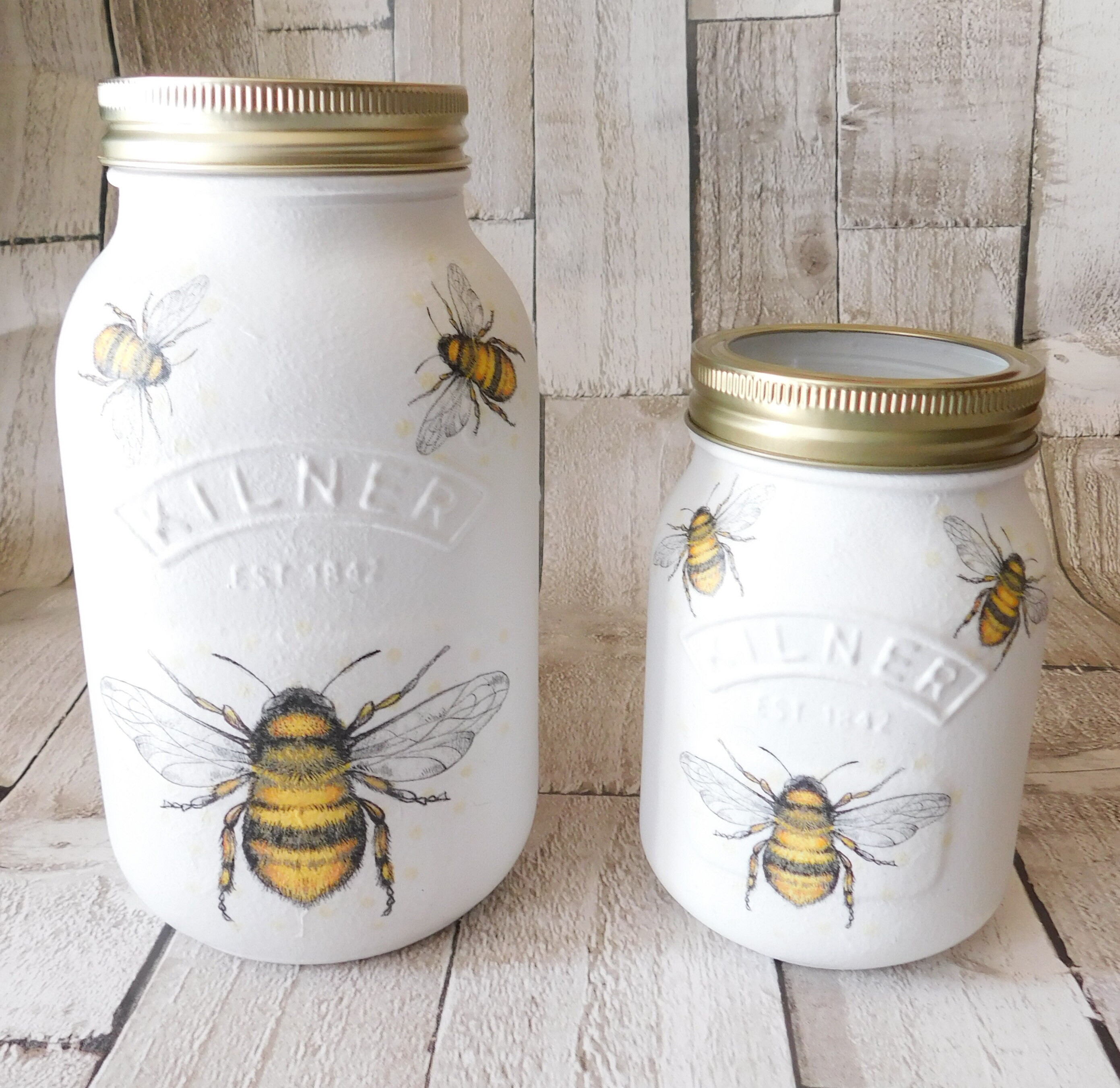 Honey Bees Painted Kilner Jar Jar Vase Table Centrepiece Etsy