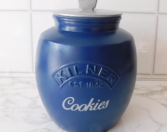 Navy Blue Silver Cookie Jar, 2 Litre Kilner Jar, Biscuit Jar, Biscuit Barrel
