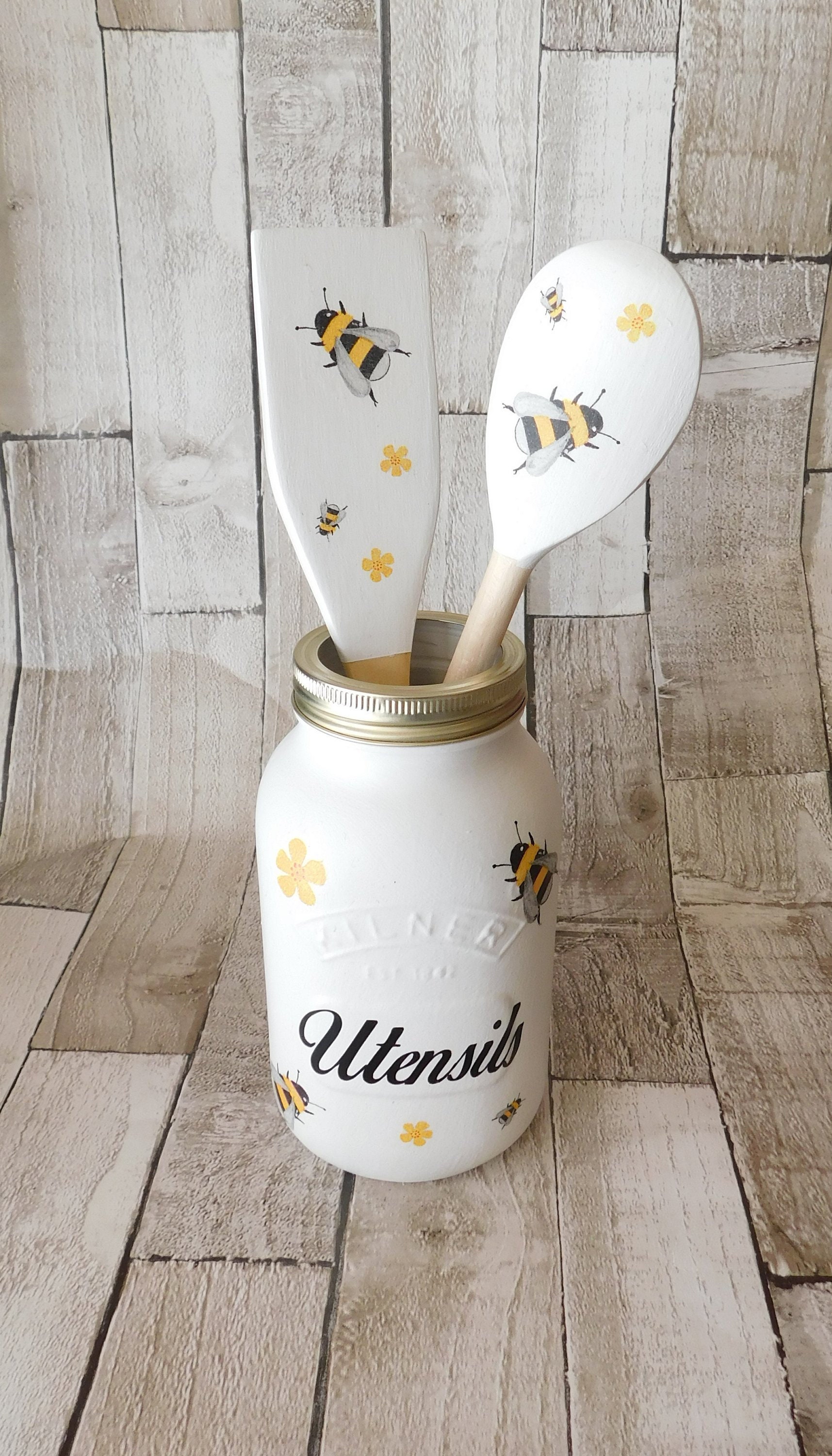 Bumble Bee Utensil Jar Kilner Mason Storage Jar White Etsy