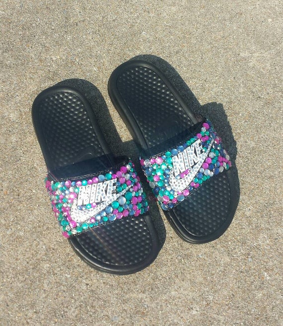 Bling Nike Slide Bedazzled Slippers Custom Nike | Etsy