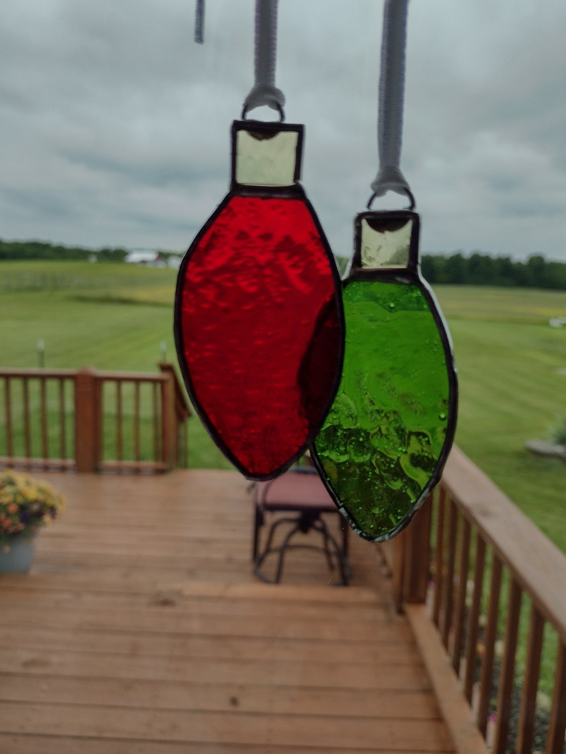 Christmas Light Hanging Stained Glass Ornaments Etsy