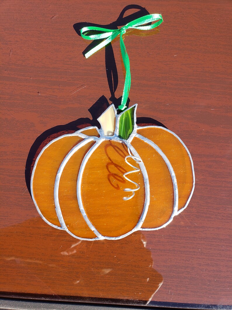 Pumpkins Stained Glass Hanging Suncatcher Set Etsy