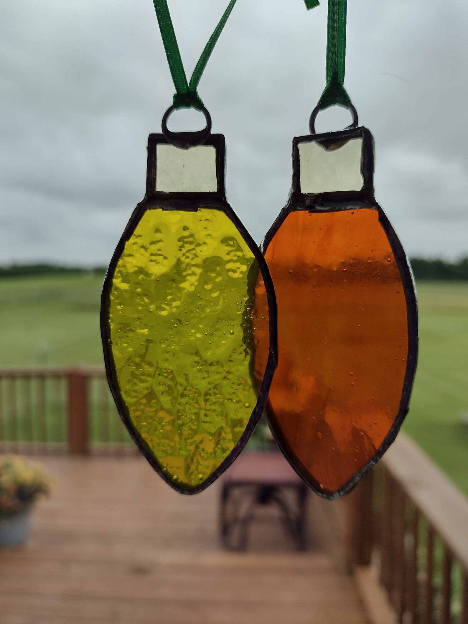 Christmas Light Hanging Stained Glass Ornaments Etsy