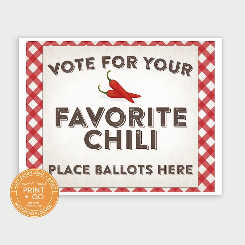 Printable Chili Cook off Ballot Box Sign Sign for Ballot Etsy