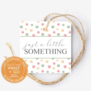 Afdrukbaar "Just a Little Something"-cadeaukaartje, minimalistische stippen cadeaukaartje voor alle gelegenheden, traktatiekaartje, geen bewerking vereist, gewoon downloaden en afdrukken