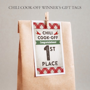 Printable Chili Cook-Off Award Winner&#39;s Gift Tag, Create Your Own Award Tags for Cook-Off, No Editing Required, Download and Print Quickly