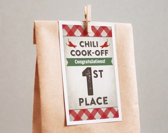 Printable Chili Cook-Off Award Winner's Gift Tag, Create Your Own Award Tags for Cook-Off, No Editing Required, Download and Print Quickly