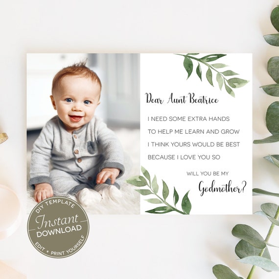 Will You Be My Godmother Proposal Card DIY Printable Edit - Etsy