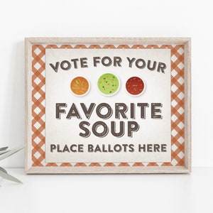Printable Souper Bowl Ballot Box Sign, Sign for Ballot Voting, Soup Competition Contest Ballot Sign, NO EDITING Required, Download & Print