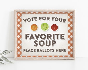 Printable Souper Bowl Ballot Box Sign, Sign for Ballot Voting, Soup Competition Contest Ballot Sign, NO EDITING Required, Download & Print