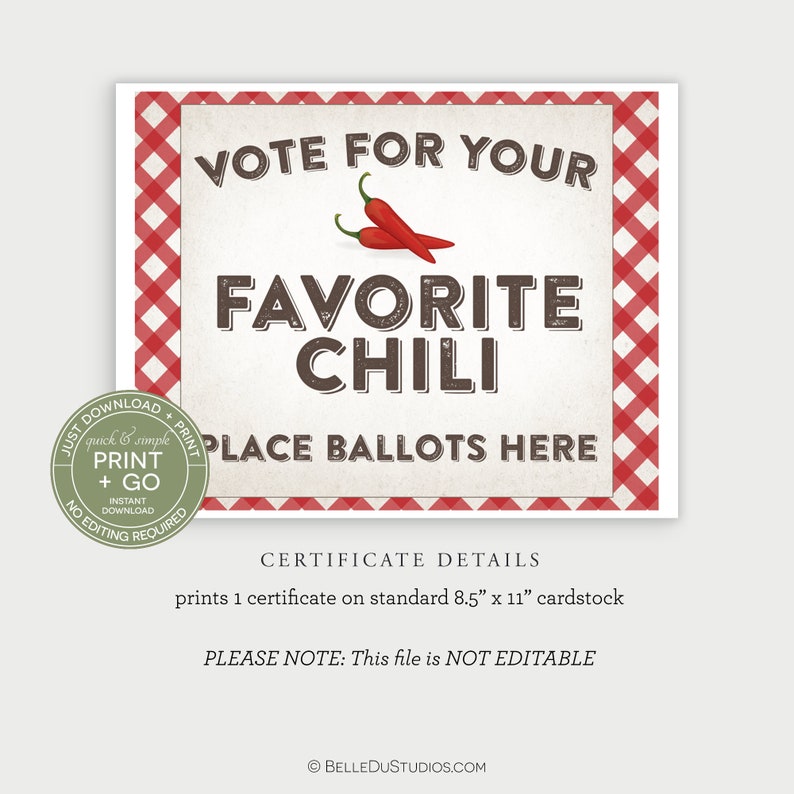 Printable Chili Cook off Ballot Box Sign Sign for Ballot Etsy Printable Chili Cook off Ballot Box Sign Sign for Ballot Etsy