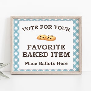 Sinal de votação para competição de alimentos para impressão, cartões de identificação de competição Bake Off, concurso de cozimento de tortas, SEM necessidade de edição, basta baixar e imprimir