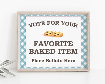 Printable Food Competition Ballot Sign, Bake Off Competition ID Cards, Pie Baking Contest, NO EDITING Required, Just Download & Print