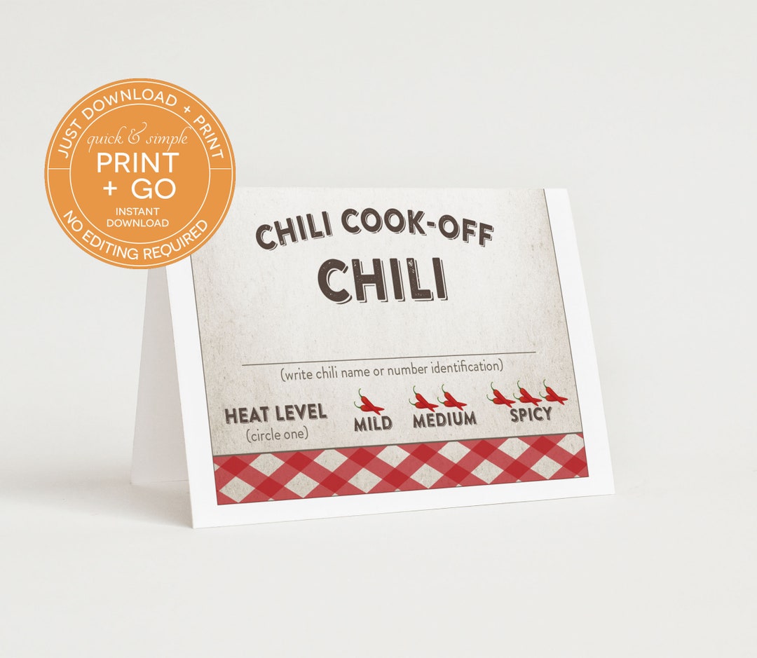 Printable Chili Cookoff Table Cards Cook off Competition Etsy