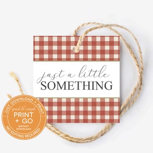 Druckbar Nur ein Geschenkanhänger, Minimalistischer roter Gingham Anhänger für alle Gelegenheiten, Leckerlianhänger, keine Bearbeitung erforderlich, nur Herunterladen und Drucken