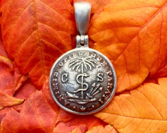 Sterling Silver Confederate SOUTH CAROLINA Palmetto Guard burgeroorlog knop hanger